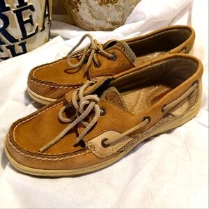 SPERRY TOP-SIDER Genuine LEATHER BOAT SHOES Tan Brown sz 7.5